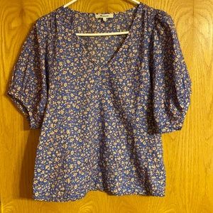 Madewell puff sleeve floral blouse
